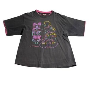 Vintage Disney Designs Mickey Mouse Neon Puff Print T-Shirt Made in USA One Size